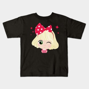 Cute Little Girl With Red Bow Kids T-Shirt